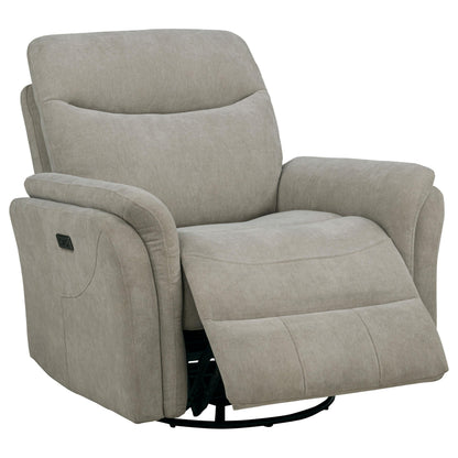  Coaster Furniture Adler 610423P Upholstered Power Swivel Glider Recliner - Greige IMAGE 4