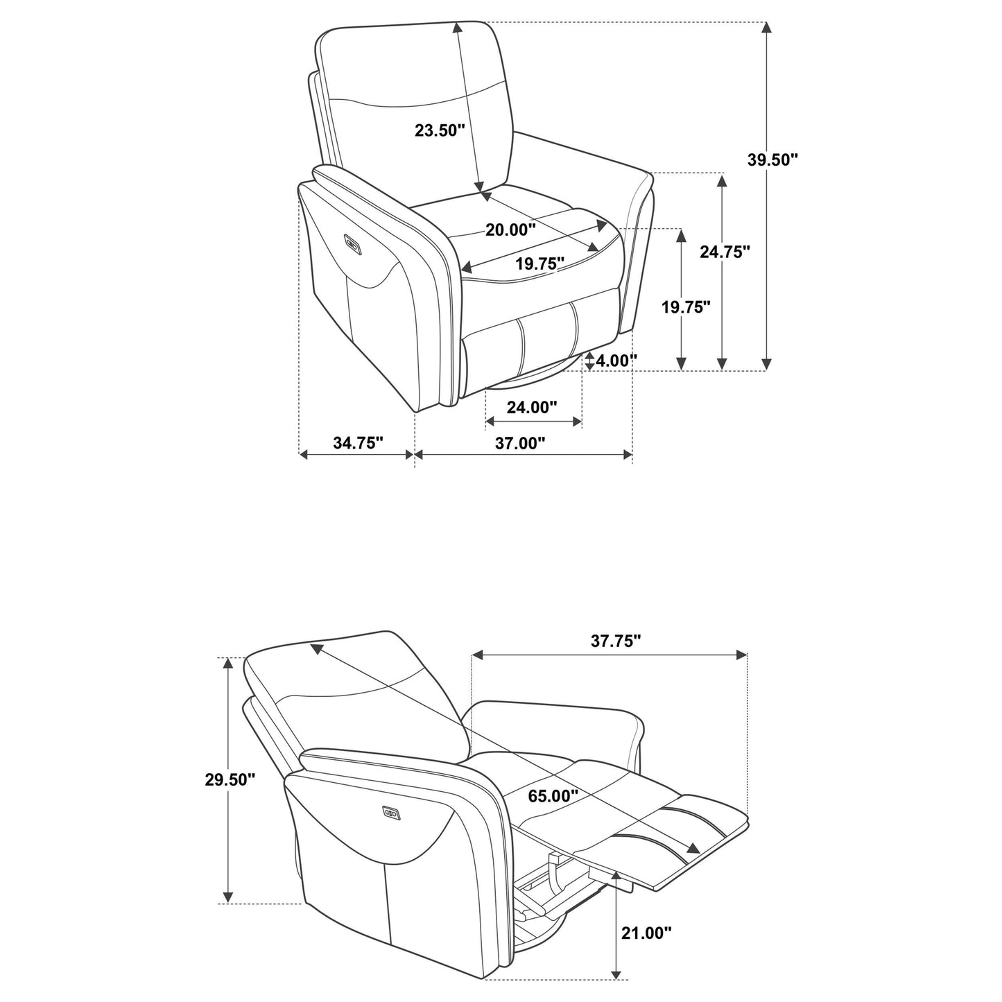  Coaster Furniture Adler 610423P Upholstered Power Swivel Glider Recliner - Greige IMAGE 9