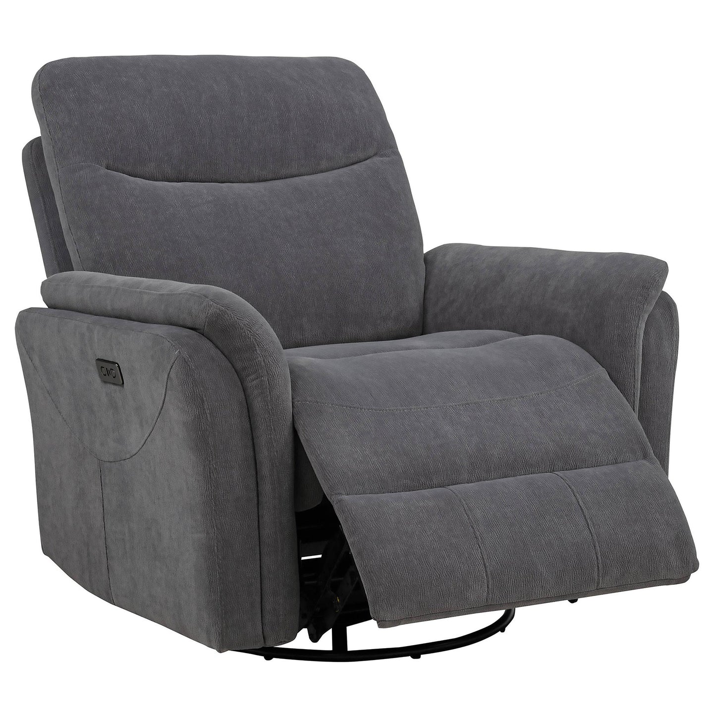  Coaster Furniture Adler 610443P Upholstered Power Swivel Glider Recliner - Charcoal Grey IMAGE 1