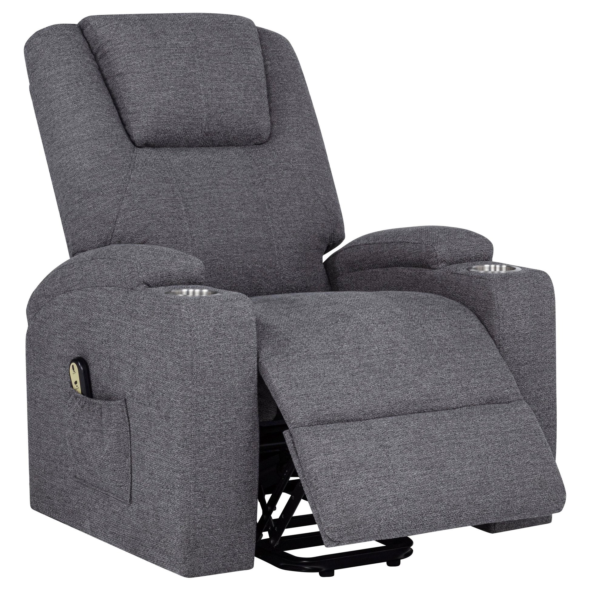  Coaster Furniture Louie 610453P Chenille Upholstered Power Lift Massage Chair - Grey IMAGE 1