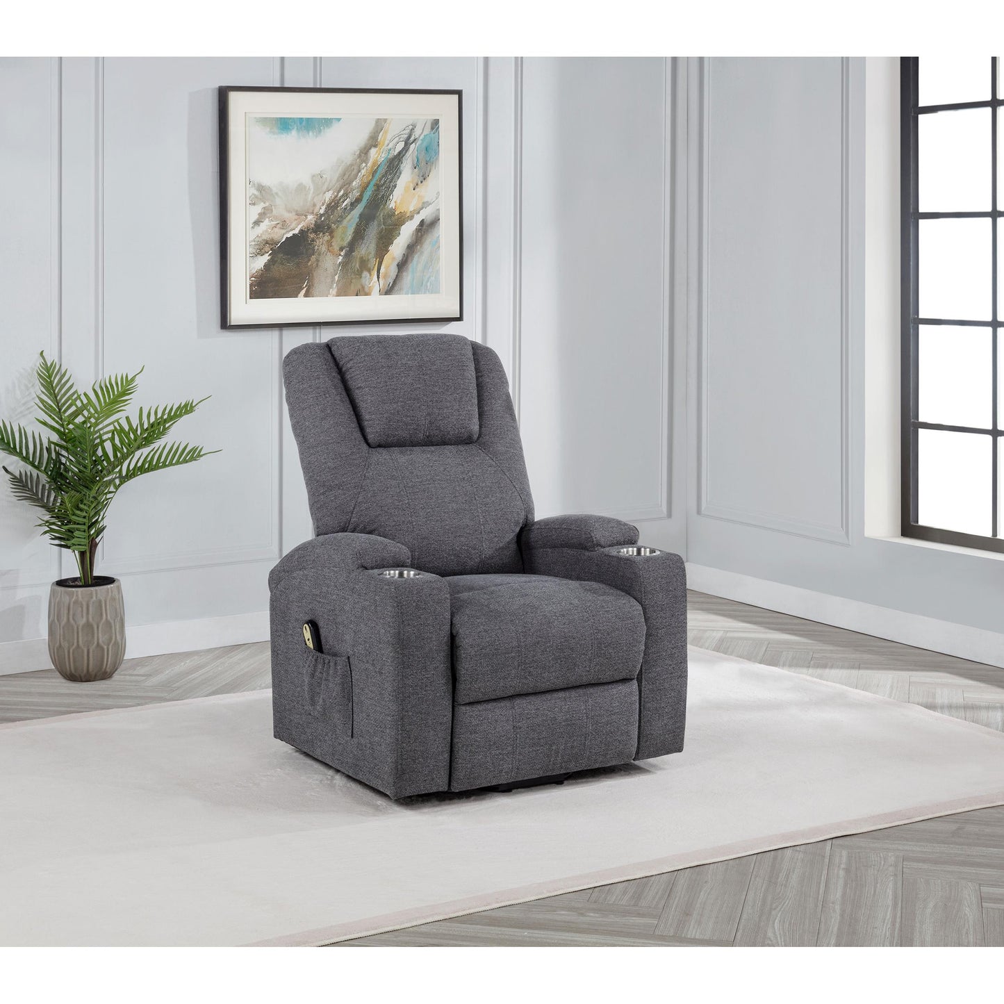  Coaster Furniture Louie 610453P Chenille Upholstered Power Lift Massage Chair - Grey IMAGE 10