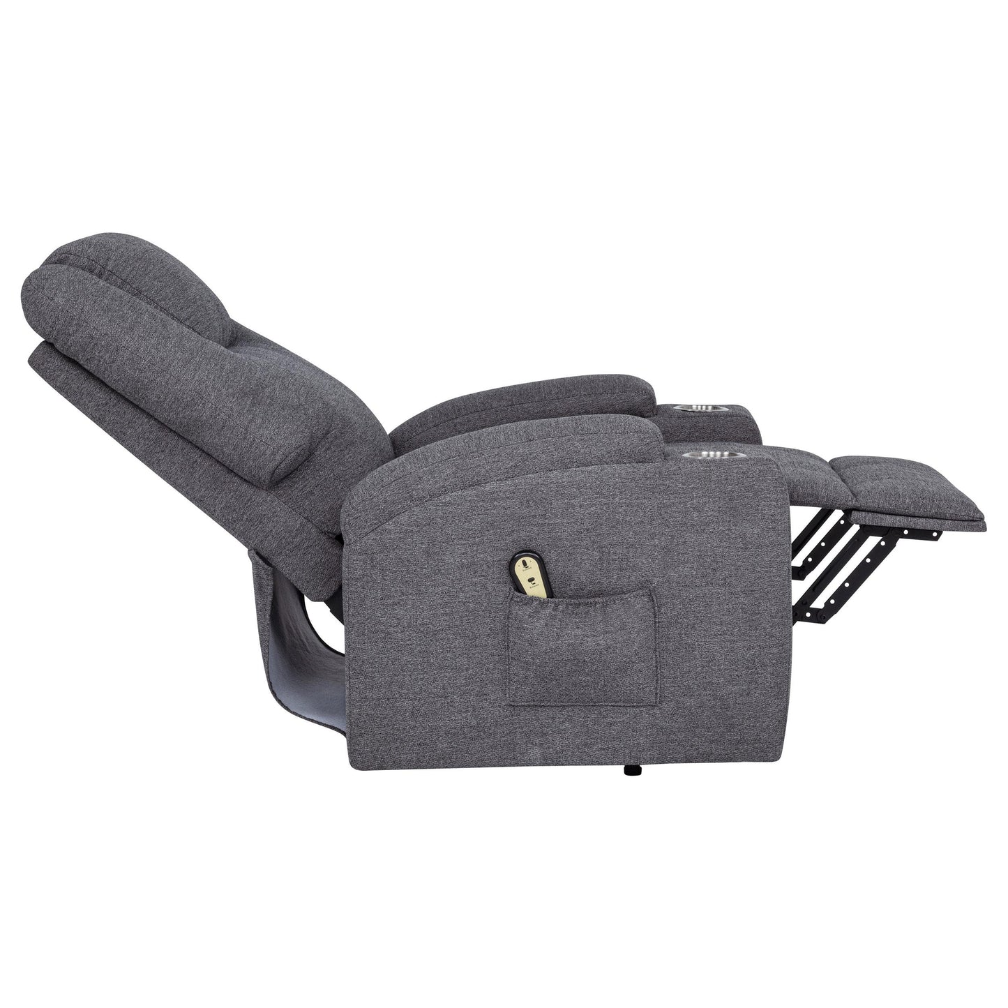  Coaster Furniture Louie 610453P Chenille Upholstered Power Lift Massage Chair - Grey IMAGE 5