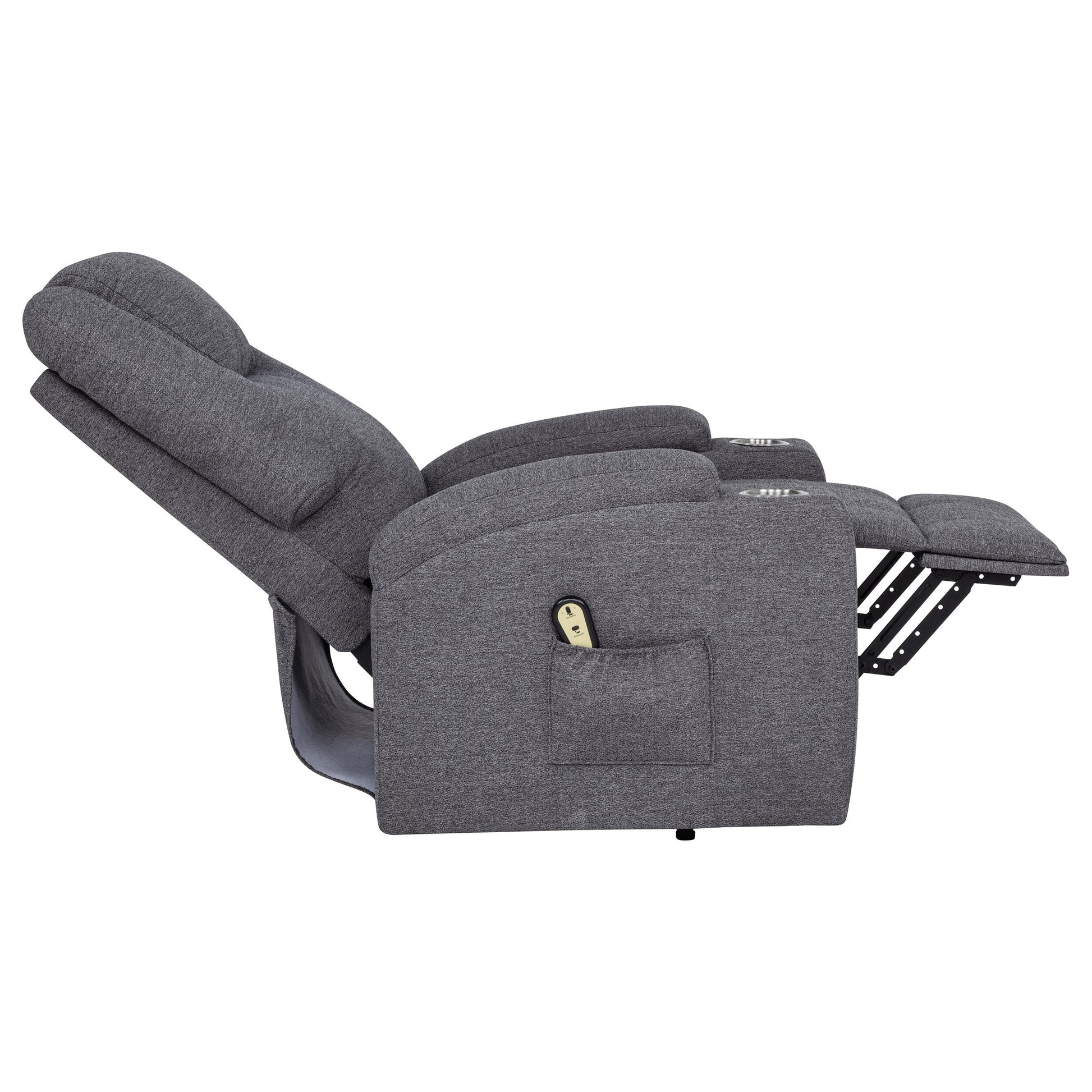  Coaster Furniture Louie 610453P Chenille Upholstered Power Lift Massage Chair - Grey IMAGE 5