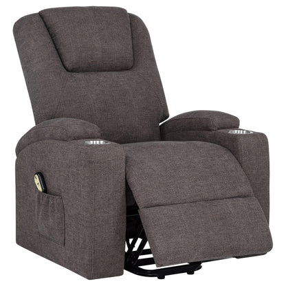  Coaster Furniture Louie 610463P Chenille Upholstered Power Lift Massage Chair - Brown IMAGE 1
