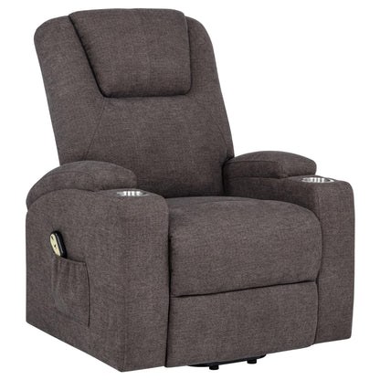  Coaster Furniture Louie 610463P Chenille Upholstered Power Lift Massage Chair - Brown IMAGE 6