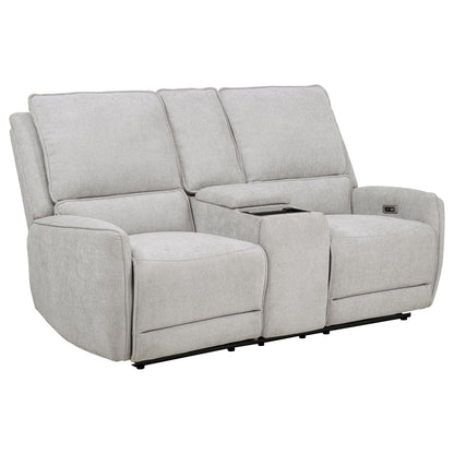  Coaster Furniture Sylmar 610522P Chenille Upholstered Power Reclining Loveseat - Dove Grey IMAGE 1