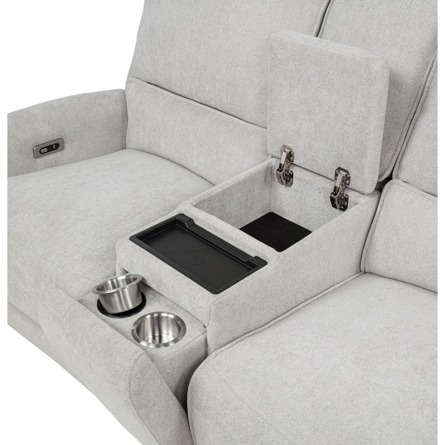  Coaster Furniture Sylmar 610522P Chenille Upholstered Power Reclining Loveseat - Dove Grey IMAGE 3