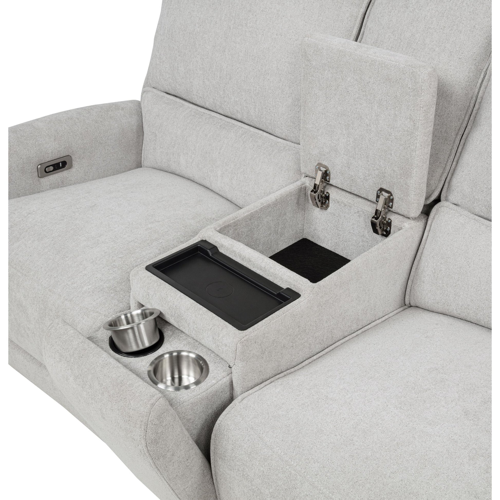  Coaster Furniture Sylmar 610522P Chenille Upholstered Power Reclining Loveseat - Dove Grey IMAGE 3
