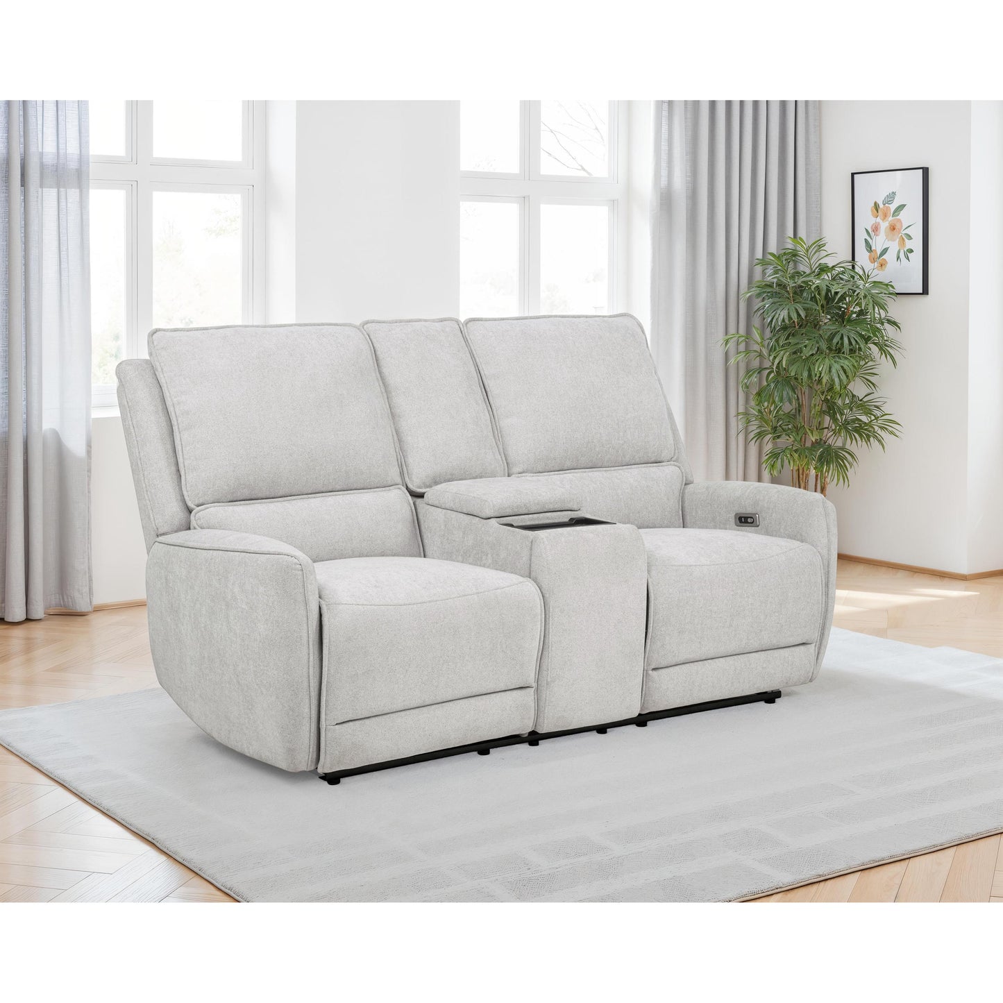  Coaster Furniture Sylmar 610522P Chenille Upholstered Power Reclining Loveseat - Dove Grey IMAGE 5