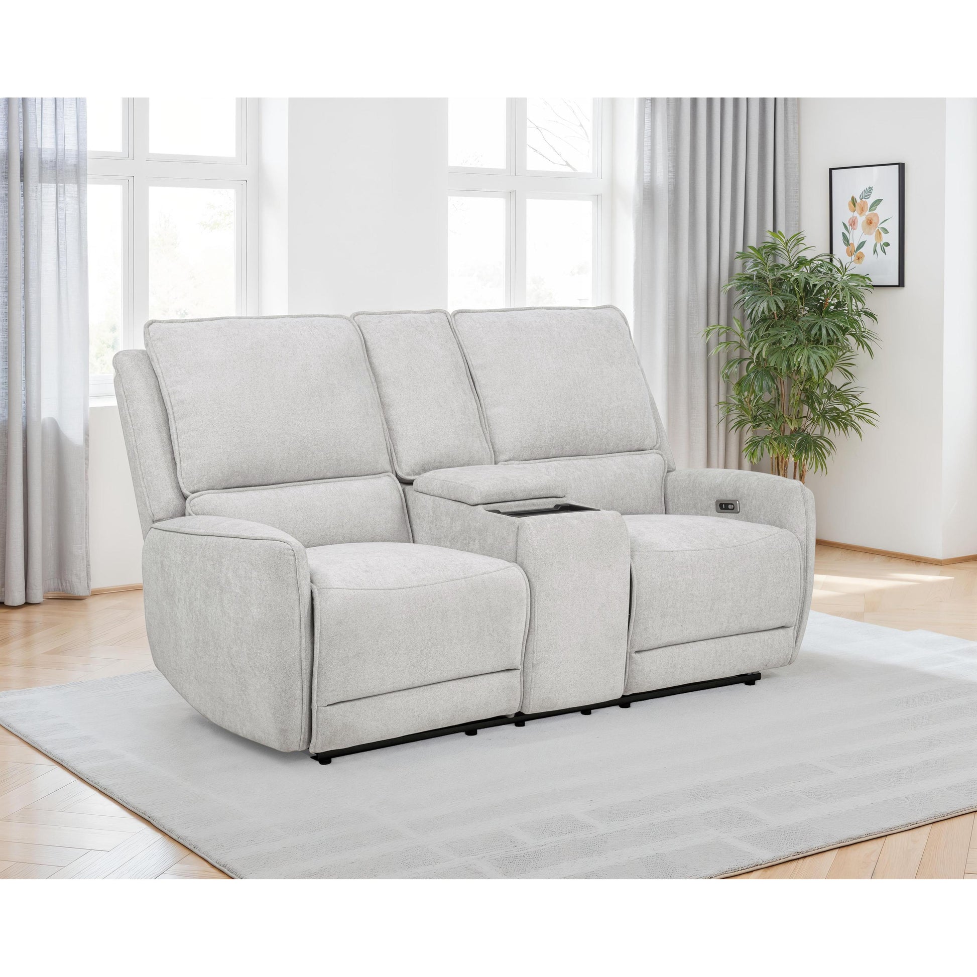  Coaster Furniture Sylmar 610522P Chenille Upholstered Power Reclining Loveseat - Dove Grey IMAGE 5
