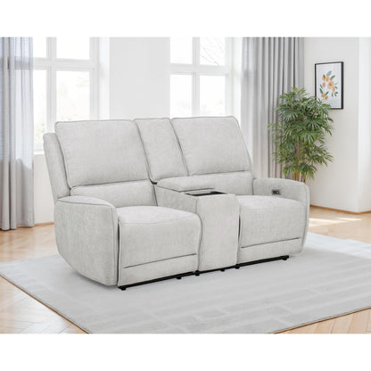  Coaster Furniture Sylmar 610522P Chenille Upholstered Power Reclining Loveseat - Dove Grey IMAGE 5