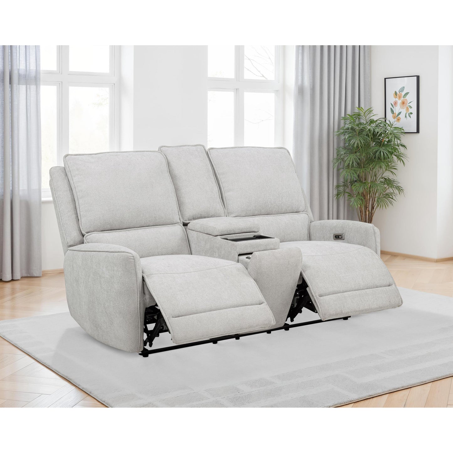 Coaster Furniture Sylmar 610522P Chenille Upholstered Power Reclining Loveseat - Dove Grey IMAGE 7