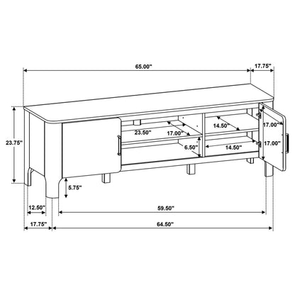  Coaster Furniture Rowe 701652 65-inch 2-door Wood TV Stand Media Console - Light Oak IMAGE 15