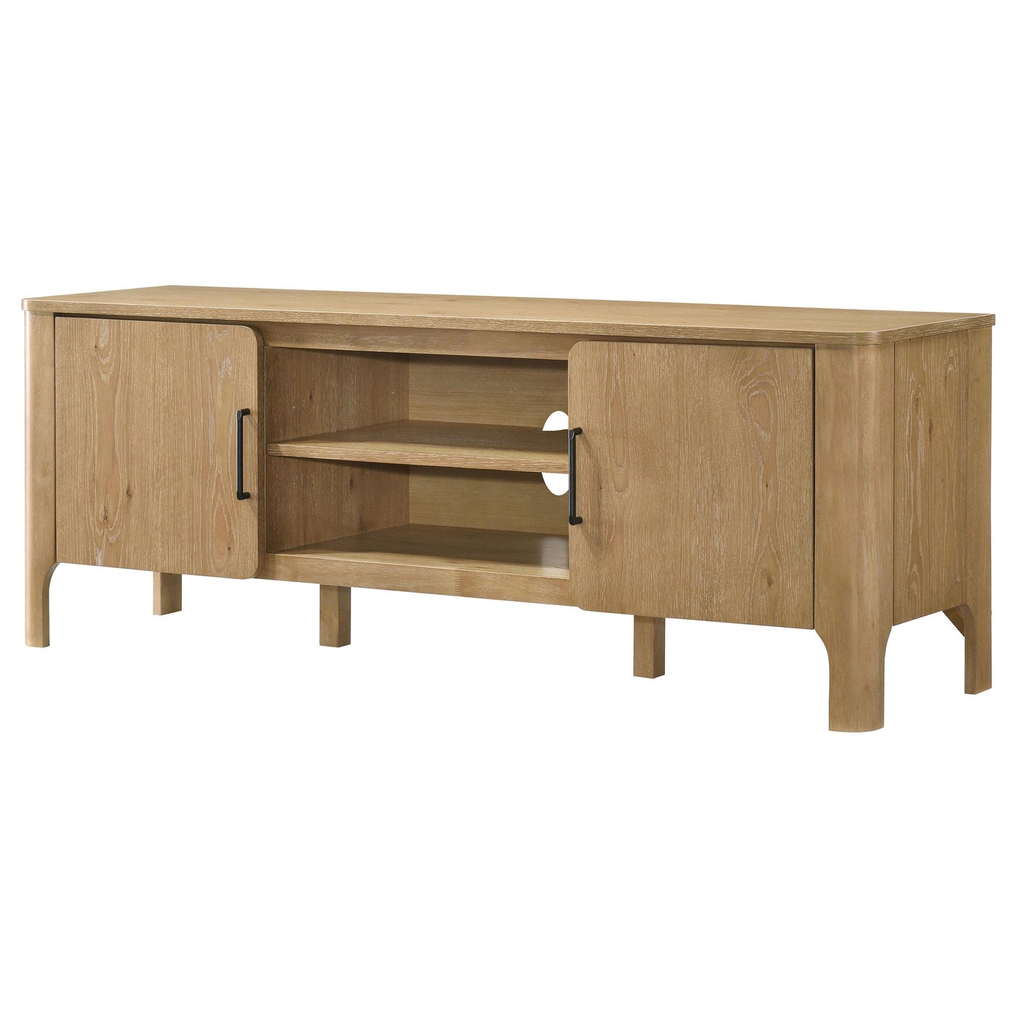  Coaster Furniture Rowe 701652 65-inch 2-door Wood TV Stand Media Console - Light Oak IMAGE 3