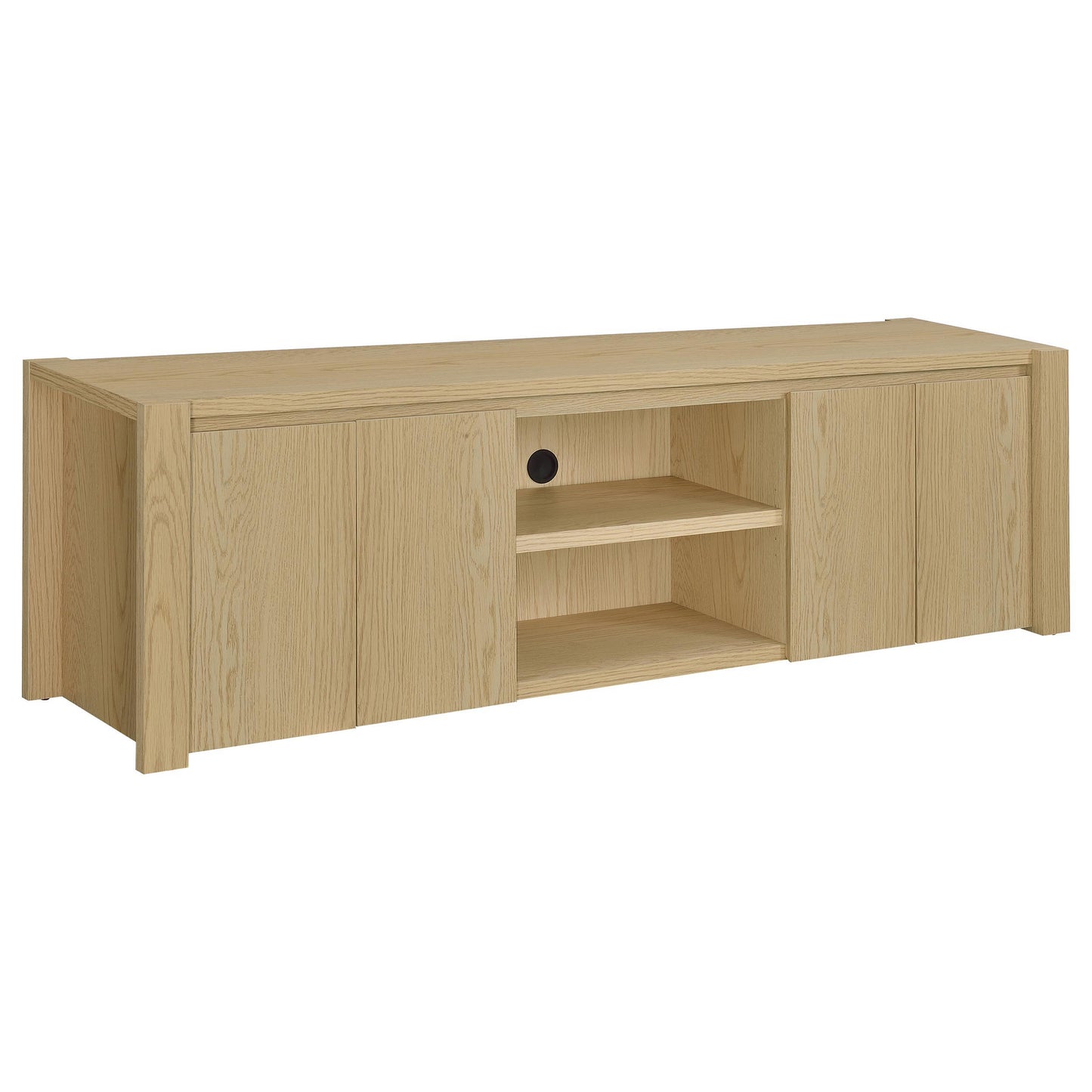  Coaster Furniture Laurelton 701653 78-inch 4-door TV Stand Media Console - Light Oak IMAGE 2