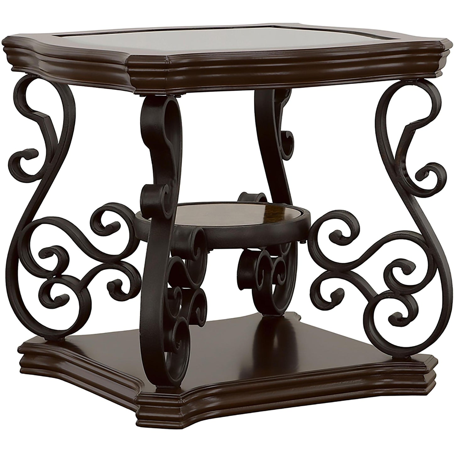  Coaster Furniture Laney 702448-S2 2-piece Glass Top Coffee and End Table Set - Dark Merlot IMAGE 3