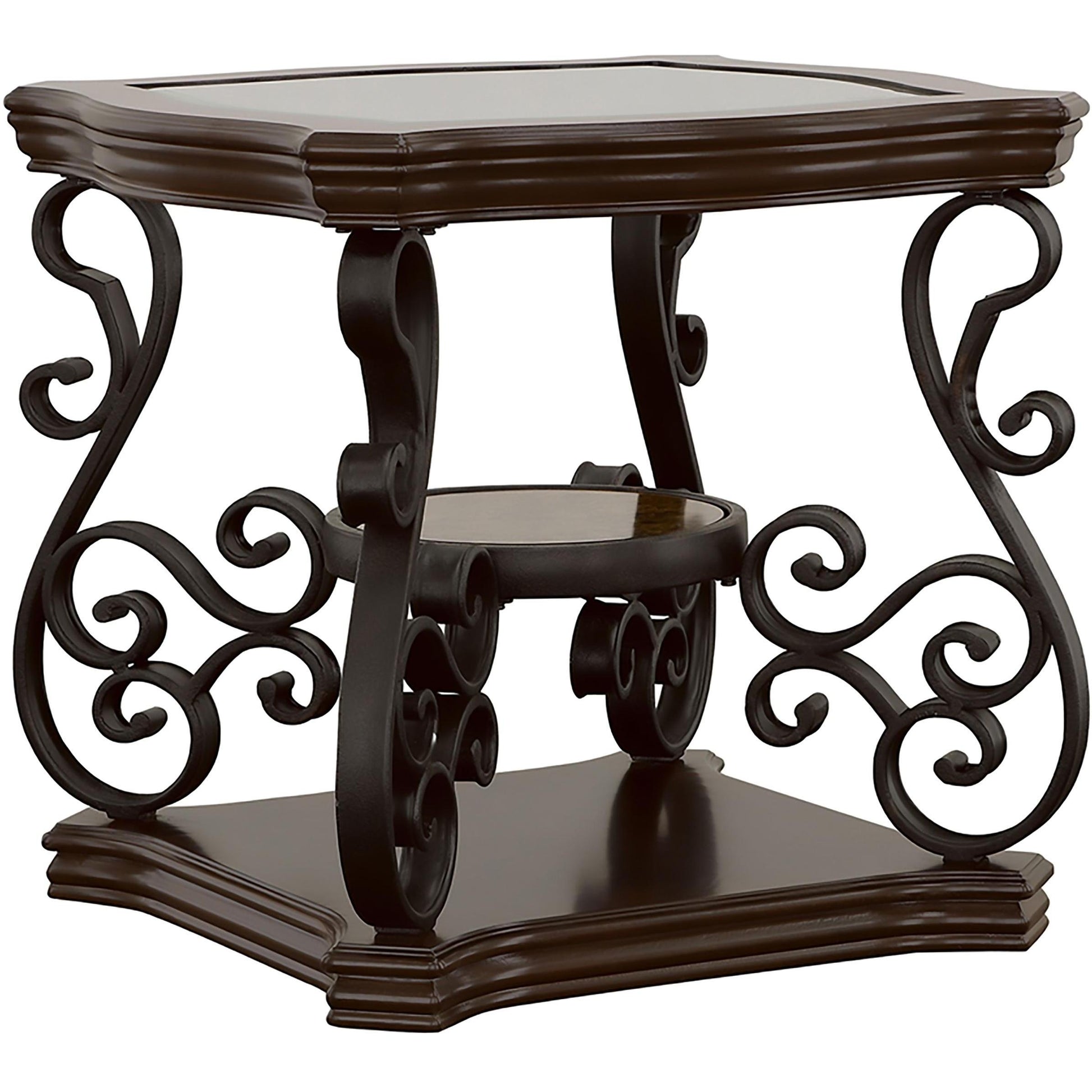  Coaster Furniture Laney 702448-S2 2-piece Glass Top Coffee and End Table Set - Dark Merlot IMAGE 3