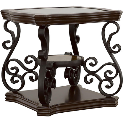  Coaster Furniture Laney 702448-S2 2-piece Glass Top Coffee and End Table Set - Dark Merlot IMAGE 3