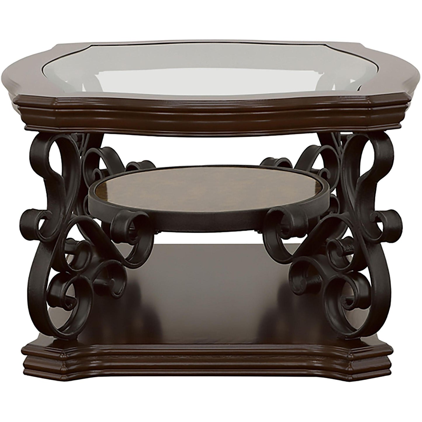 Coaster Furniture Laney 702448-S2 2-piece Glass Top Coffee and End Table Set - Dark Merlot IMAGE 7