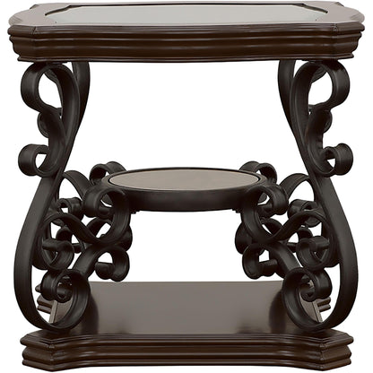  Coaster Furniture Laney 702448-S3 3-piece Glass Top Coffee and End Table Set - Dark Merlot IMAGE 4