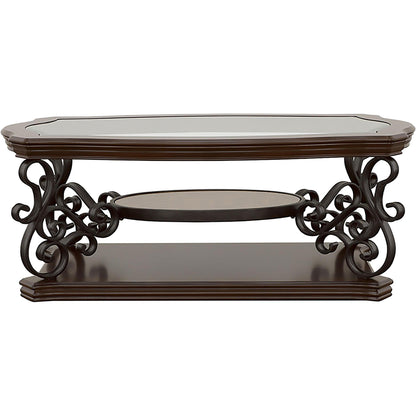  Coaster Furniture Laney 702448-S3 3-piece Glass Top Coffee and End Table Set - Dark Merlot IMAGE 6