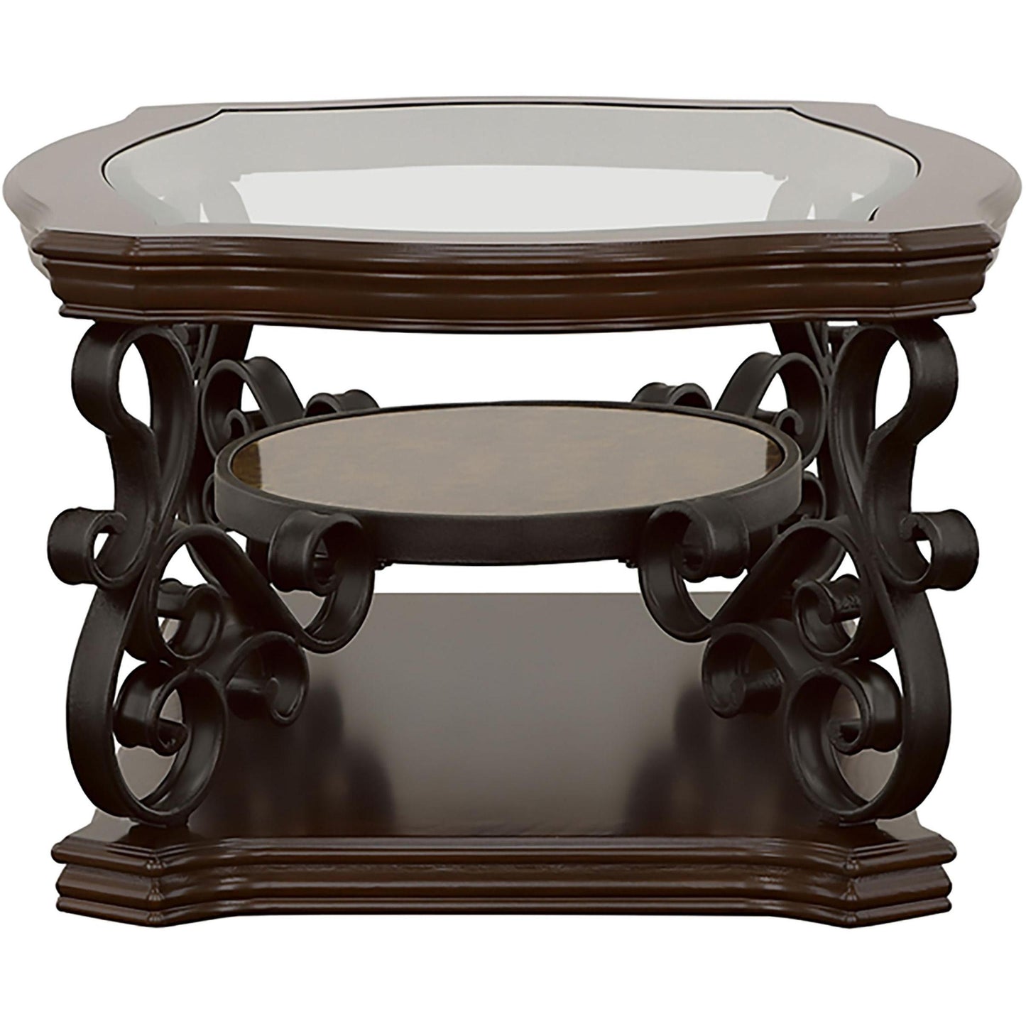  Coaster Furniture Laney 702448-S3 3-piece Glass Top Coffee and End Table Set - Dark Merlot IMAGE 7