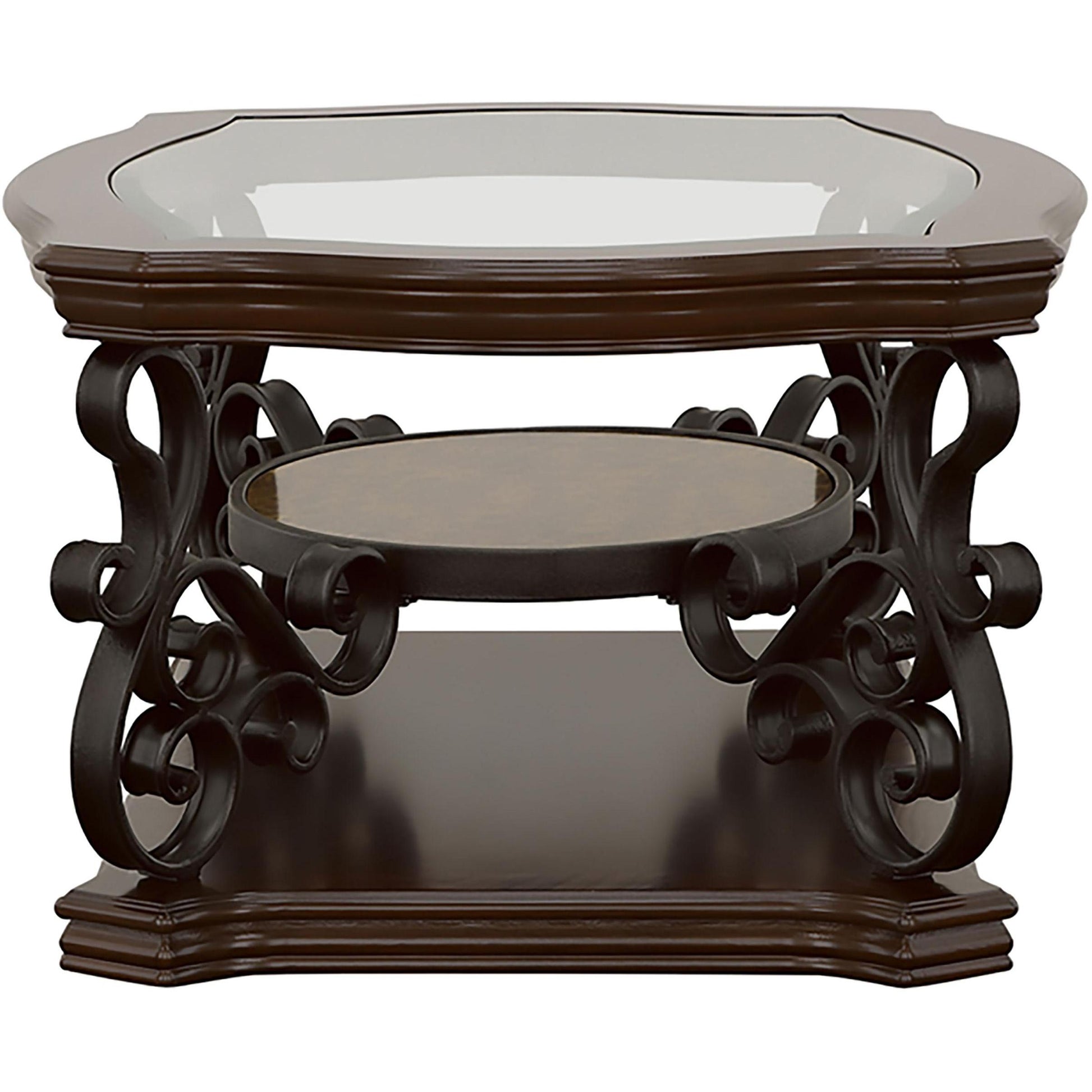  Coaster Furniture Laney 702448-S3 3-piece Glass Top Coffee and End Table Set - Dark Merlot IMAGE 7