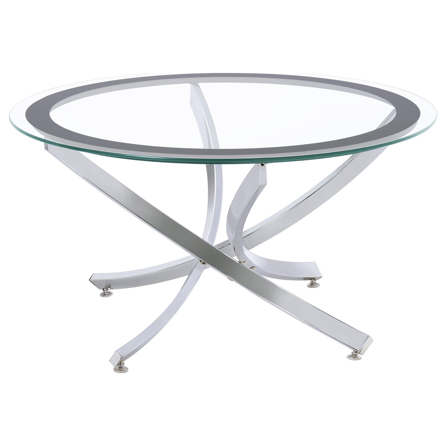 Coaster Furniture Brooke 702588-S3 3-piece Round Coffee and End Table Set - Chrome IMAGE 1