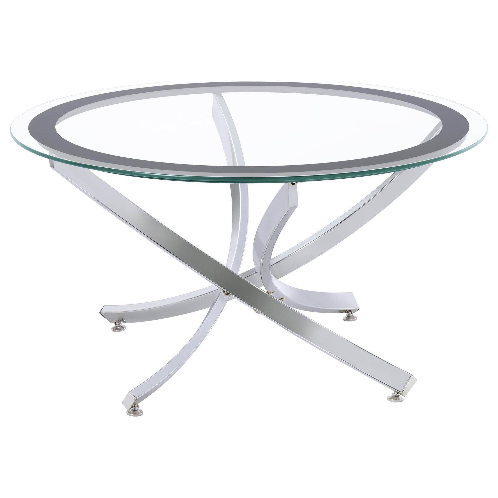 Coaster Furniture Brooke 702588-S3 3-piece Round Coffee and End Table Set - Chrome IMAGE 1