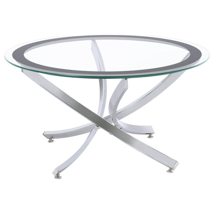  Coaster Furniture Brooke 702588-S3 3-piece Round Coffee and End Table Set - Chrome IMAGE 1
