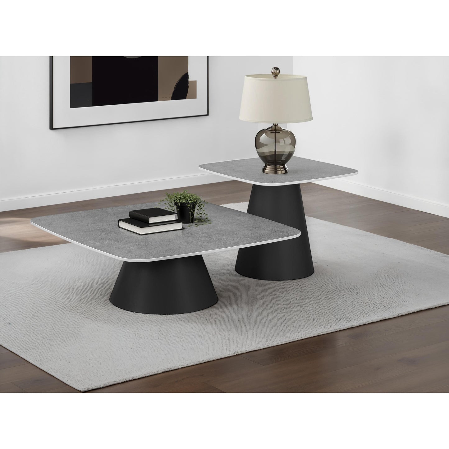 Coaster Furniture Eason 703500 2-piece Cocktail Coffee Table Set - Concrete/Black IMAGE 2