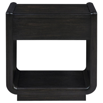  Coaster Furniture Leandro 704637 1-drawer Wood Occasional End Table - Burnished Black IMAGE 11