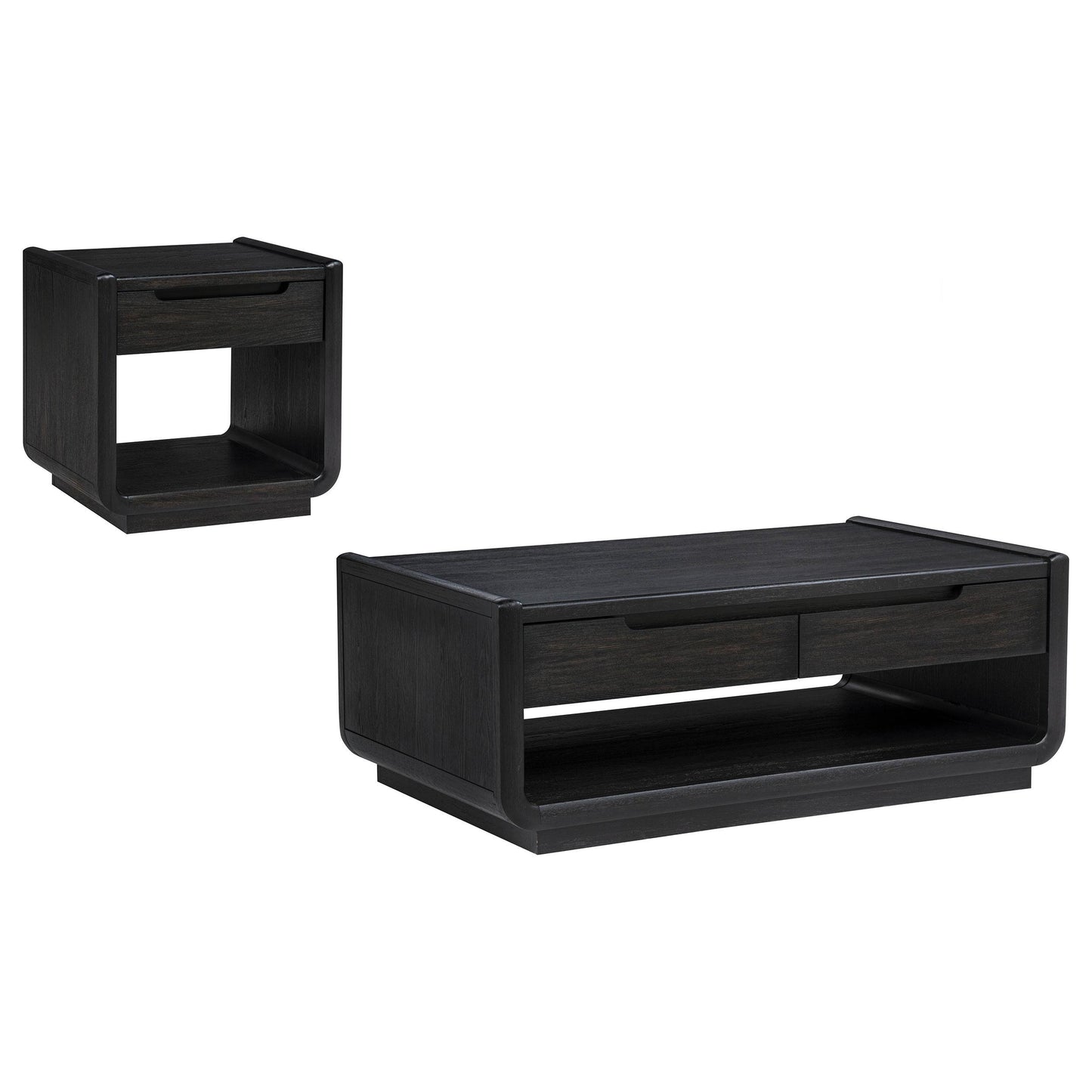  Coaster Furniture Leandro 704638-S2 2-piece Wood Coffee and End Table Set - Burnished Black IMAGE 5