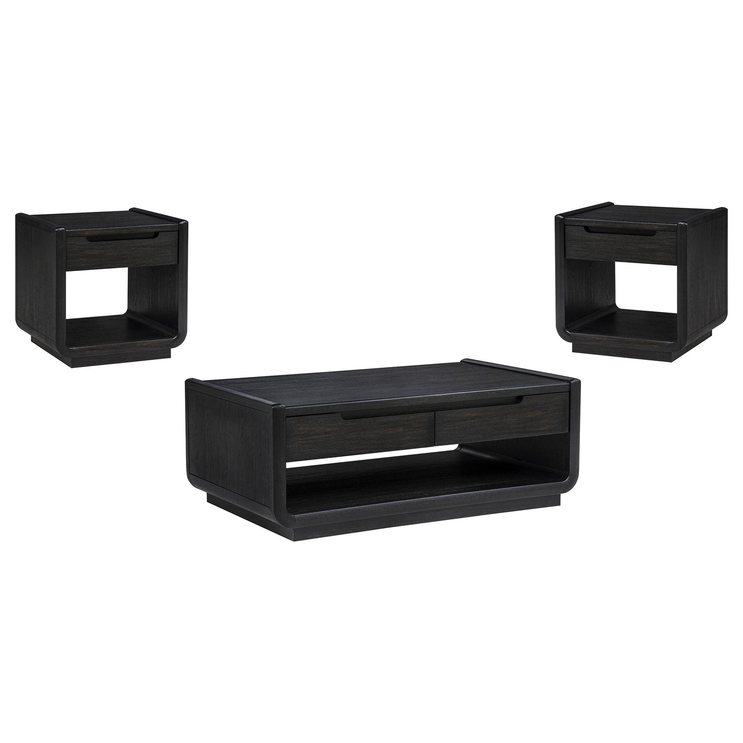  Coaster Furniture Leandro 704638-S3 3-piece Wood Coffee and End Table Set - Burnished Black IMAGE 1