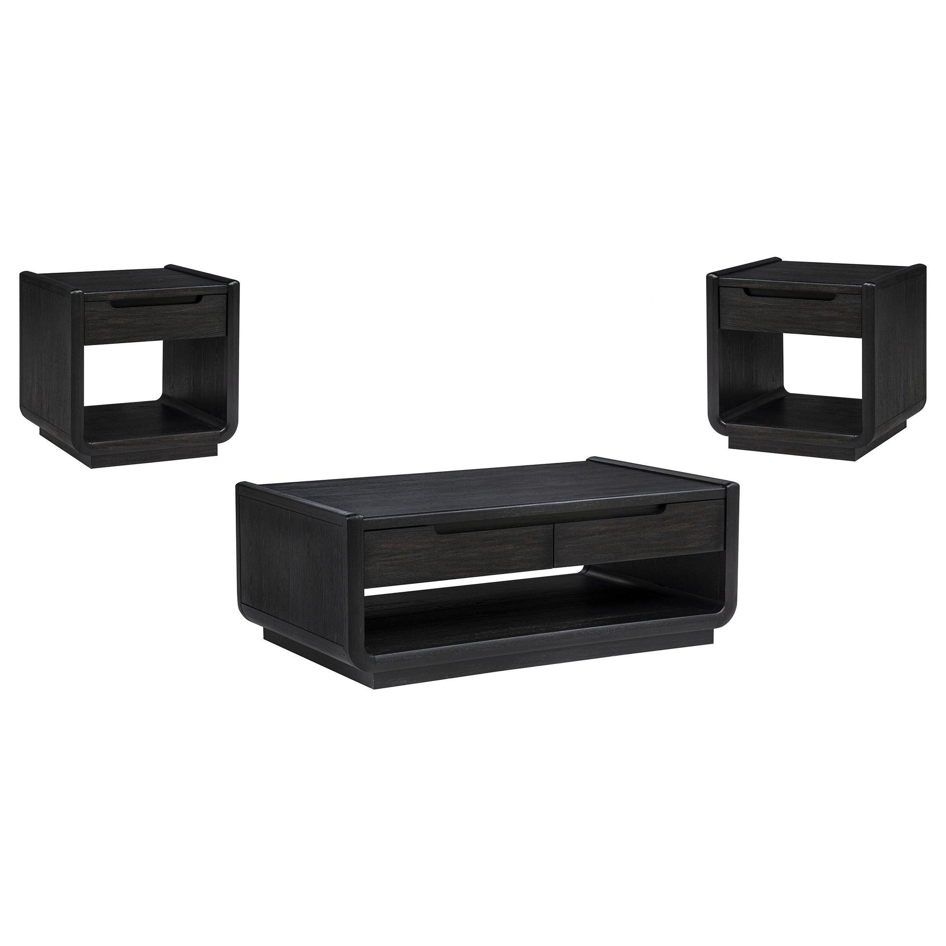  Coaster Furniture Leandro 704638-S3 3-piece Wood Coffee and End Table Set - Burnished Black IMAGE 1