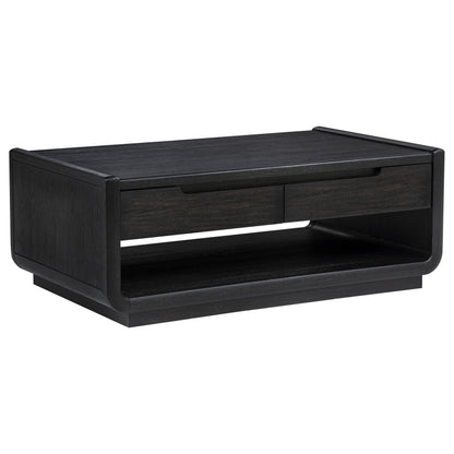  Coaster Furniture Leandro 704638-S3 3-piece Wood Coffee and End Table Set - Burnished Black IMAGE 6