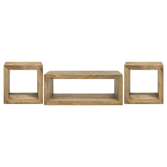  Coaster Furniture Benton 704838-S3 3-piece Solid Mango Coffee and End Table Set - Natural IMAGE 1