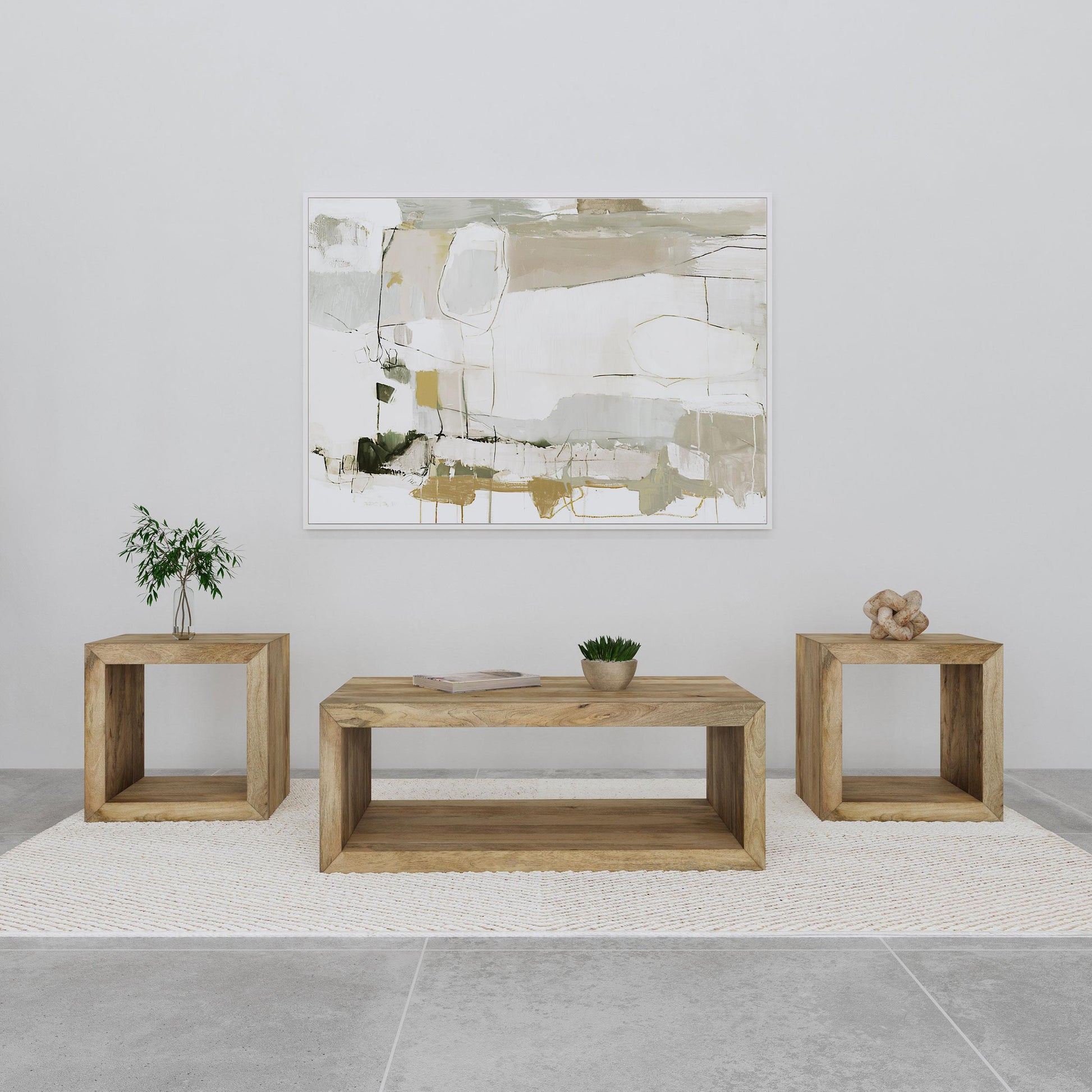  Coaster Furniture Benton 704838-S3 3-piece Solid Mango Coffee and End Table Set - Natural IMAGE 2