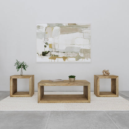  Coaster Furniture Benton 704838-S3 3-piece Solid Mango Coffee and End Table Set - Natural IMAGE 2