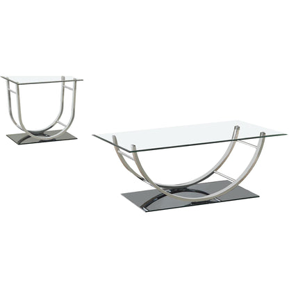  Coaster Furniture Danville 704988-S2 2-piece Glass Top Coffee and End Table Set - Chrome IMAGE 1