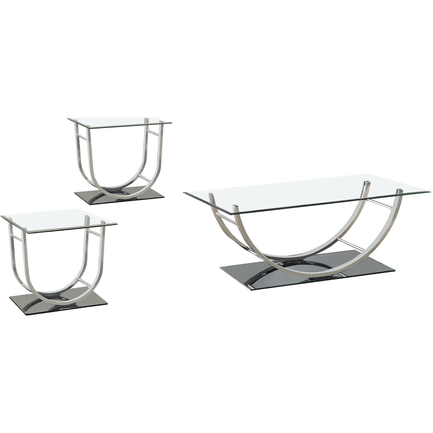  Coaster Furniture Danville 704988-S3 3-piece Glass Top Coffee and End Table Set - Chrome IMAGE 1