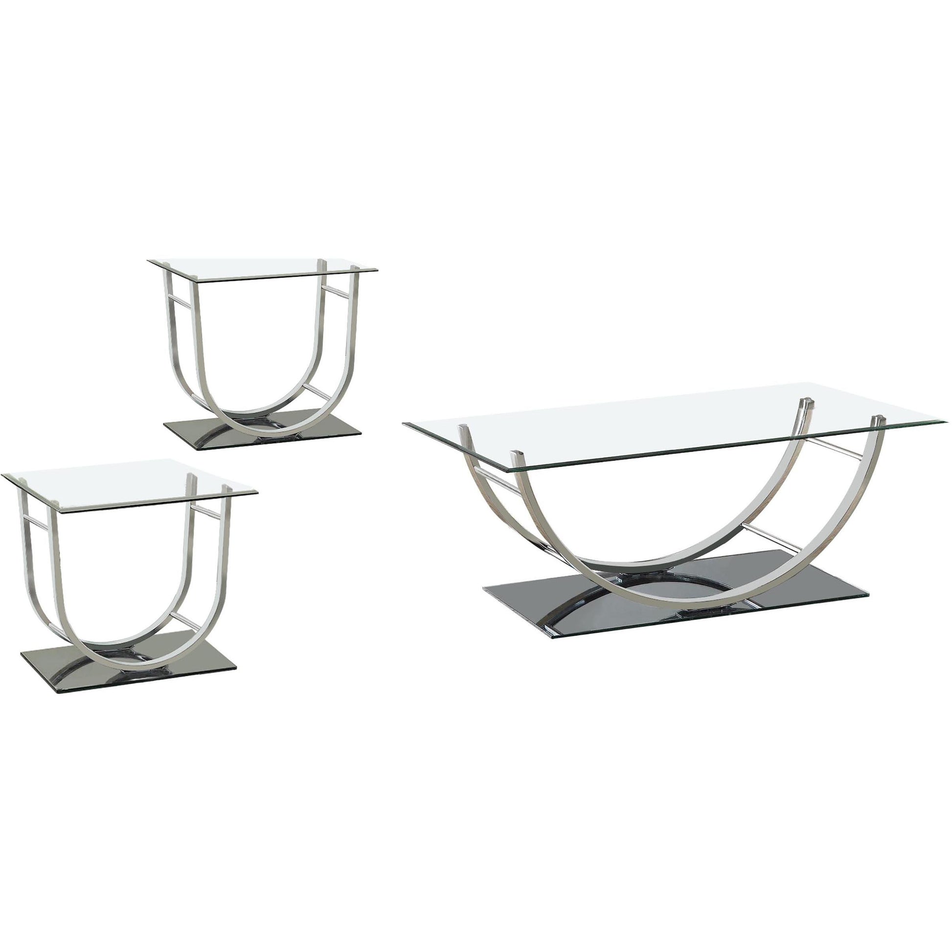  Coaster Furniture Danville 704988-S3 3-piece Glass Top Coffee and End Table Set - Chrome IMAGE 1
