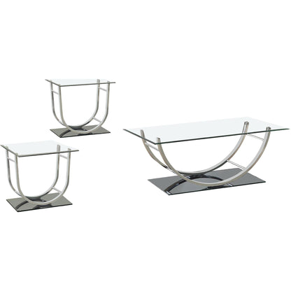  Coaster Furniture Danville 704988-S3 3-piece Glass Top Coffee and End Table Set - Chrome IMAGE 1
