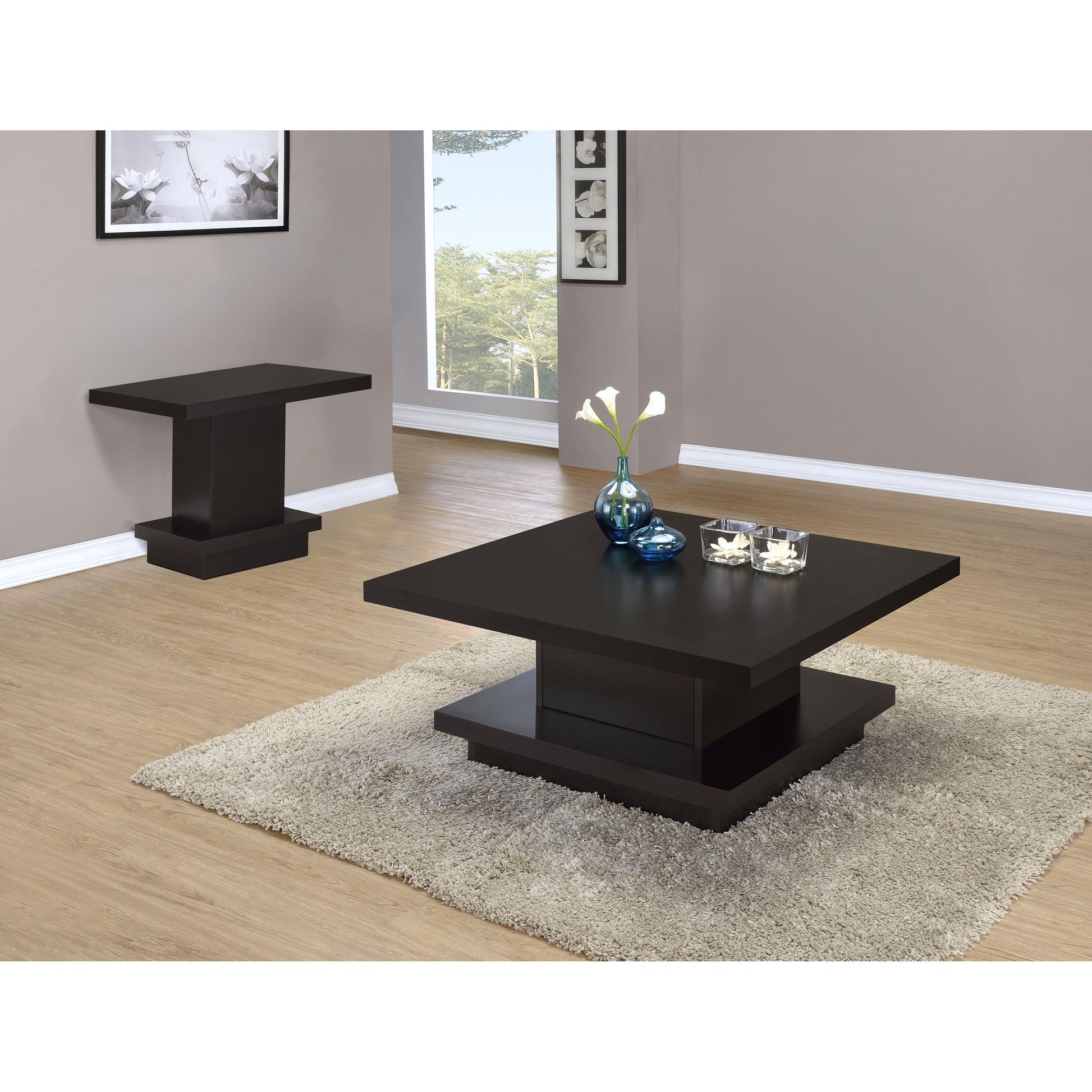  Coaster Furniture Reston 705168-S2 2-piece Square Coffee and End Table Set - Cappuccino IMAGE 4