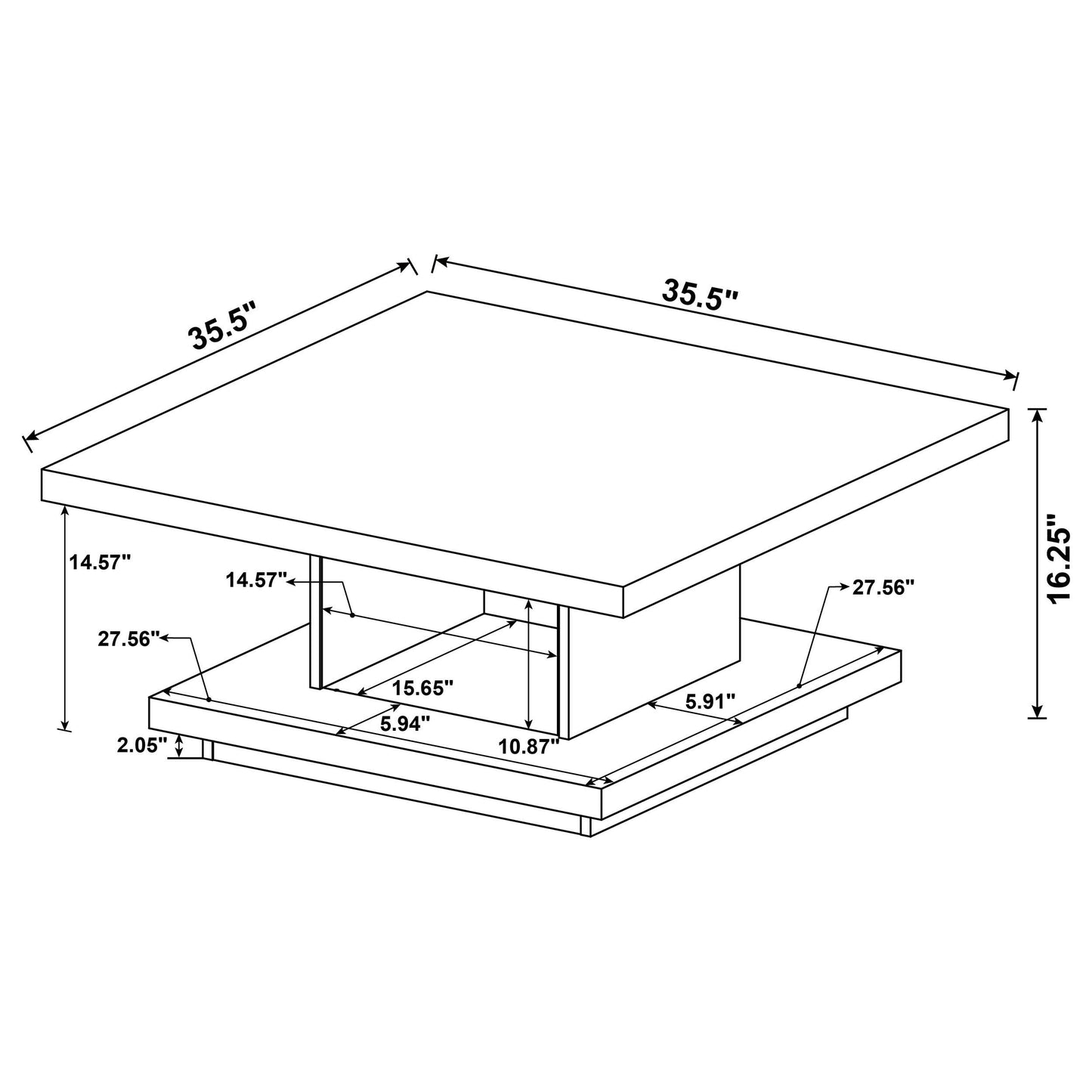  Coaster Furniture Reston 705168-S2 2-piece Square Coffee and End Table Set - Cappuccino IMAGE 9