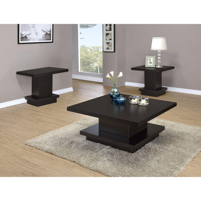  Coaster Furniture Reston 705168-S3 3-piece Square Coffee and End Table Set - Cappuccino IMAGE 3