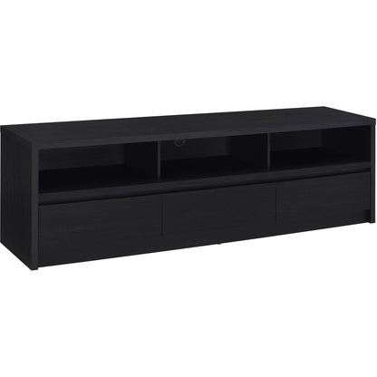  Coaster Furniture Rutland 705803 78-inch 3-drawer TV Stand Media Console - Black IMAGE 1