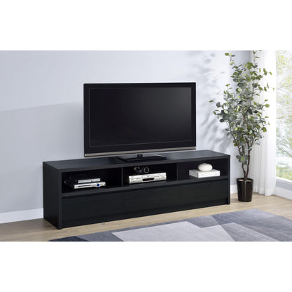  Coaster Furniture Rutland 705803 78-inch 3-drawer TV Stand Media Console - Black IMAGE 2