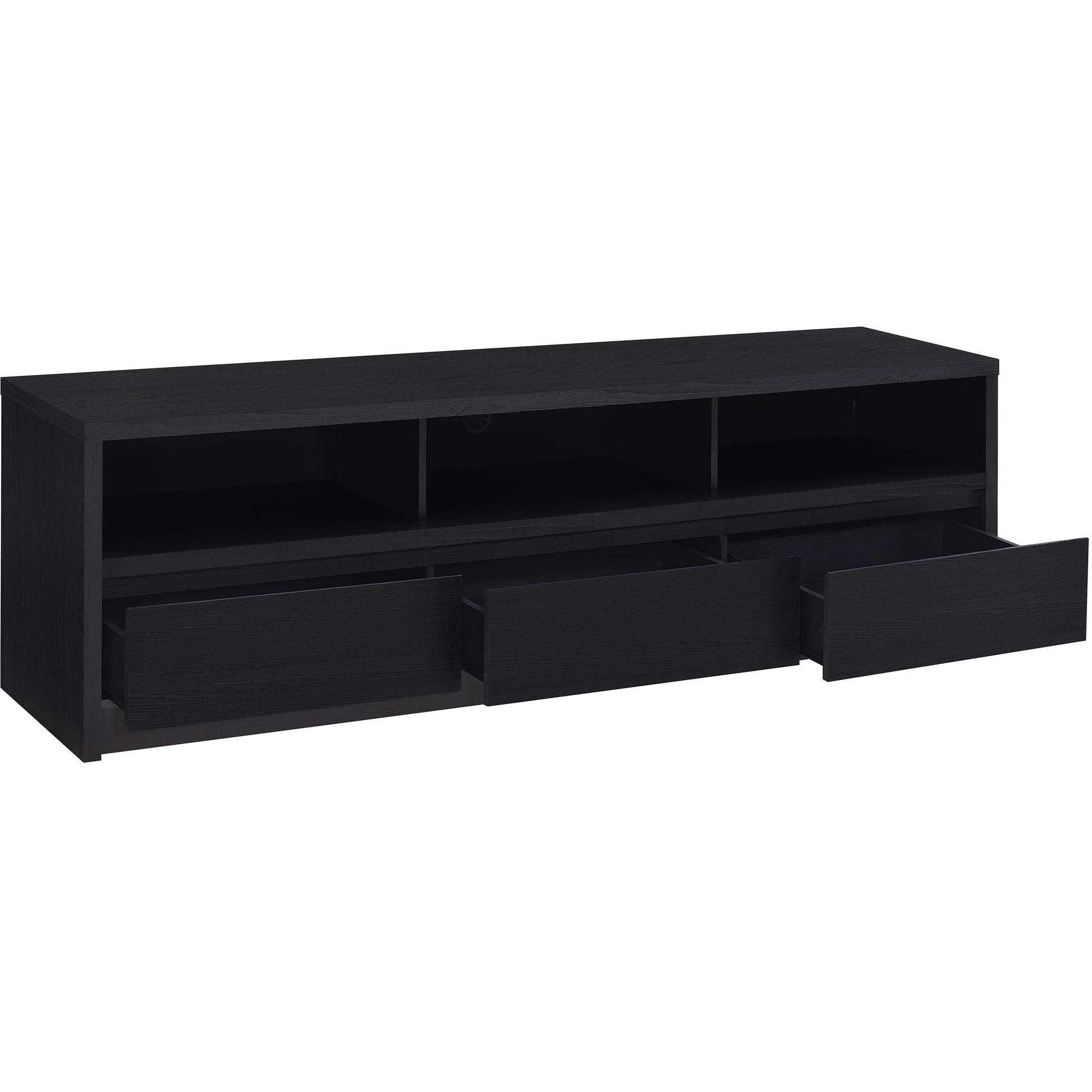  Coaster Furniture Rutland 705803 78-inch 3-drawer TV Stand Media Console - Black IMAGE 3