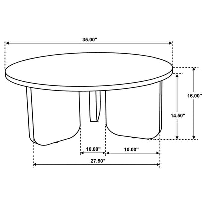  Coaster Furniture Jenna 706168 35-inch Round Marble Top Coffee Table - Brown IMAGE 4